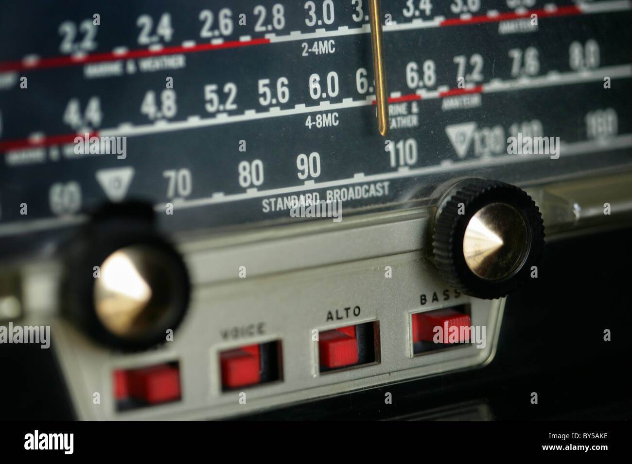 Vieux Zenith Trans-Oceanic shortwave radio close up detail shot Banque D'Images