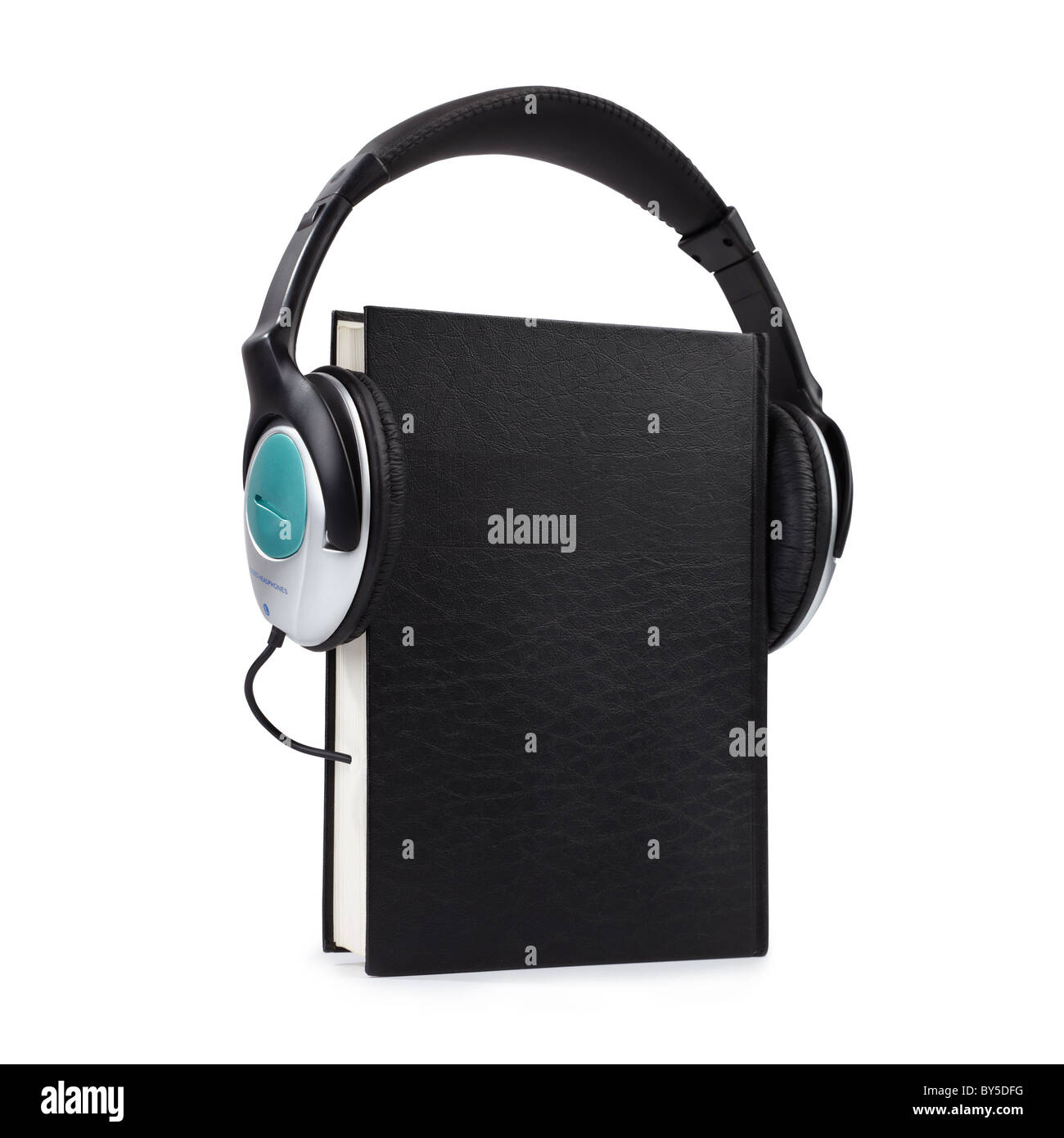 Livre-audio isolé sur fond blanc, selective focus Banque D'Images