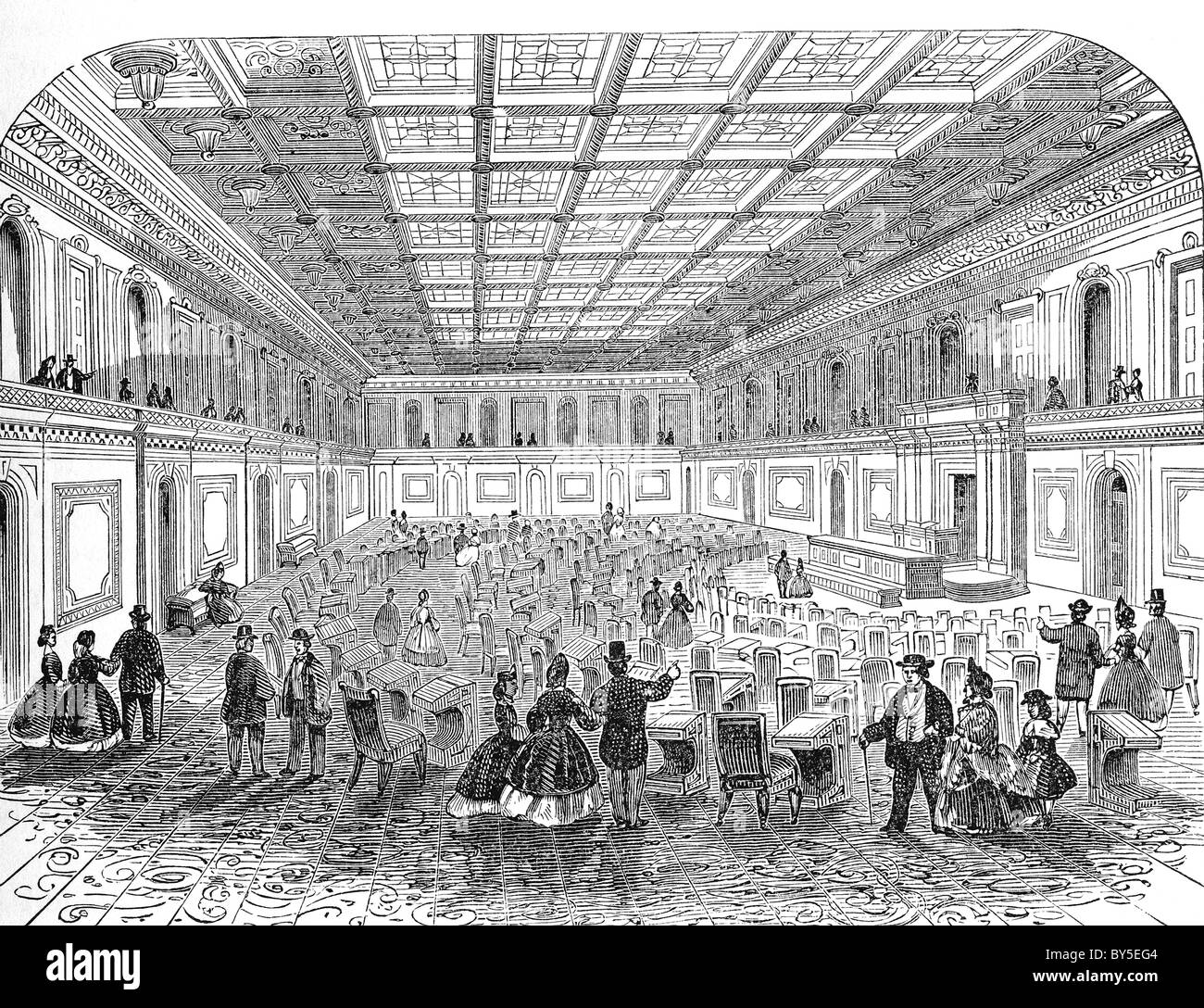 L'illustration montre la salle de la Chambre des représentants des États-Unis qu'elle en avait l'air en 1860, juste avant la guerre civile. Banque D'Images