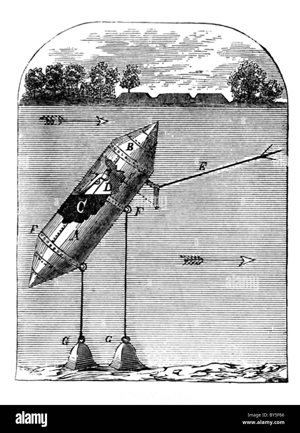 Cette torpille confédérée fut l'un de placé dans la rivière Tennessee à entraver l'adoption de navires de l'Union européenne. Banque D'Images