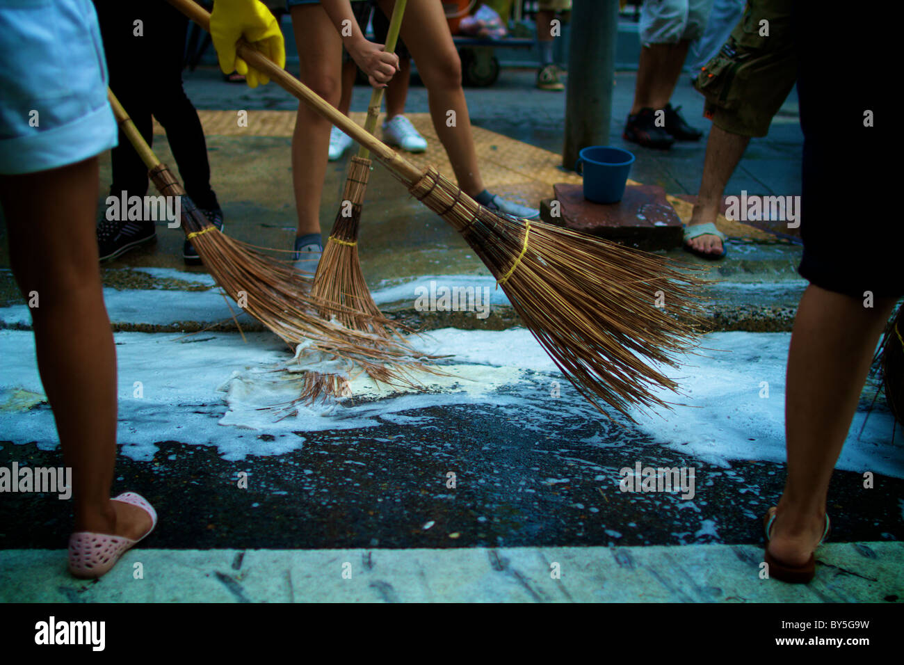 Ratchaprasong nettoyage # 2 Banque D'Images