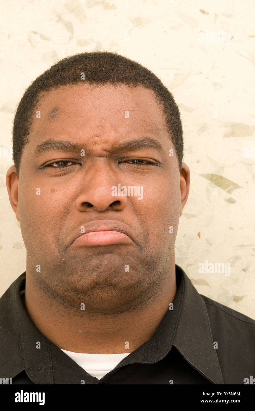 Portrait d'homme noir avec Expression triste Banque D'Images