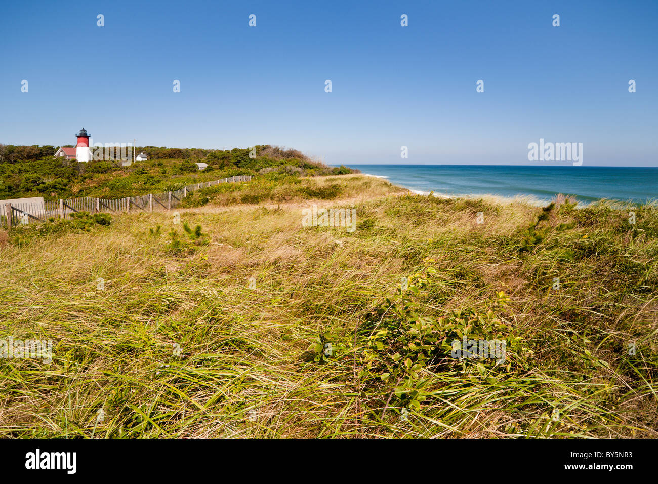 Nauset Light, ou Nauset Beach Light, est un 48 pieds de haut phare dans Eastham, Massachusetts. Banque D'Images