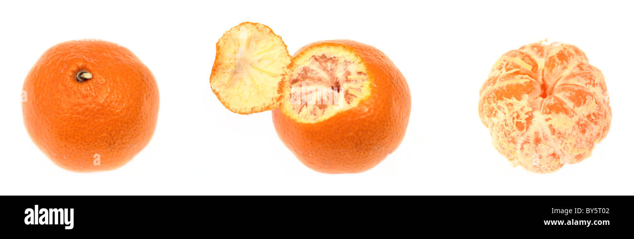 Série d'images en gros plan de couleur orange mandarine japonaise. Banque D'Images