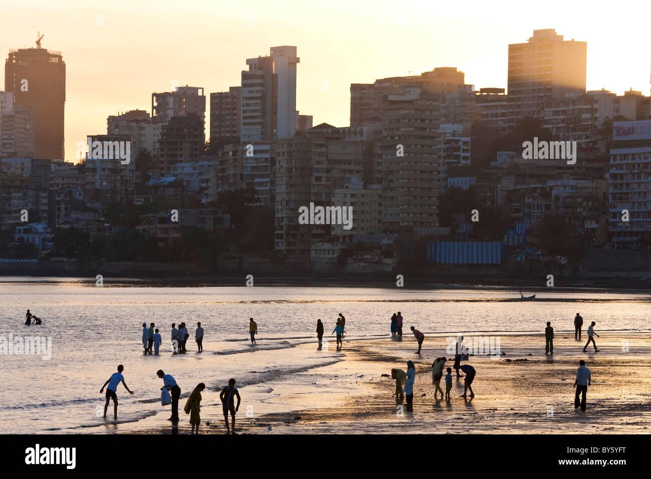 La plage de Chowpatty, Mumbai (Bombay), Inde, Banque D'Images