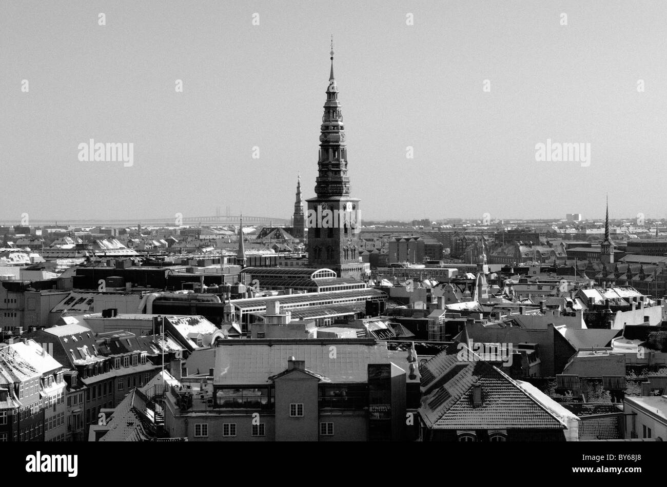 Toits de Copenhague en hiver Banque D'Images