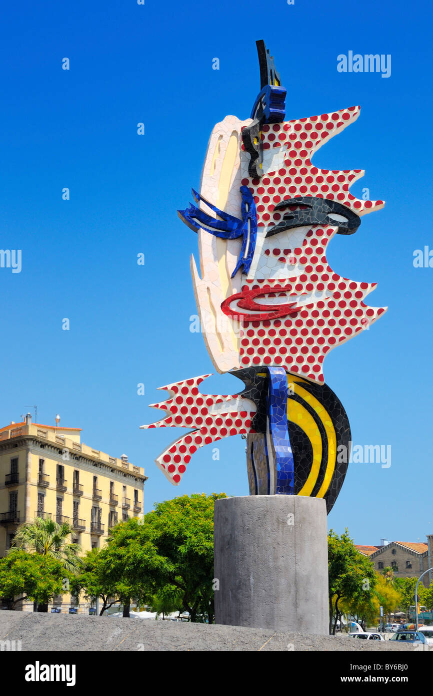 La sculpture El Cap de Barcelone à la Placa d'Antoni Lopez à Barcelone, Espagne. Banque D'Images