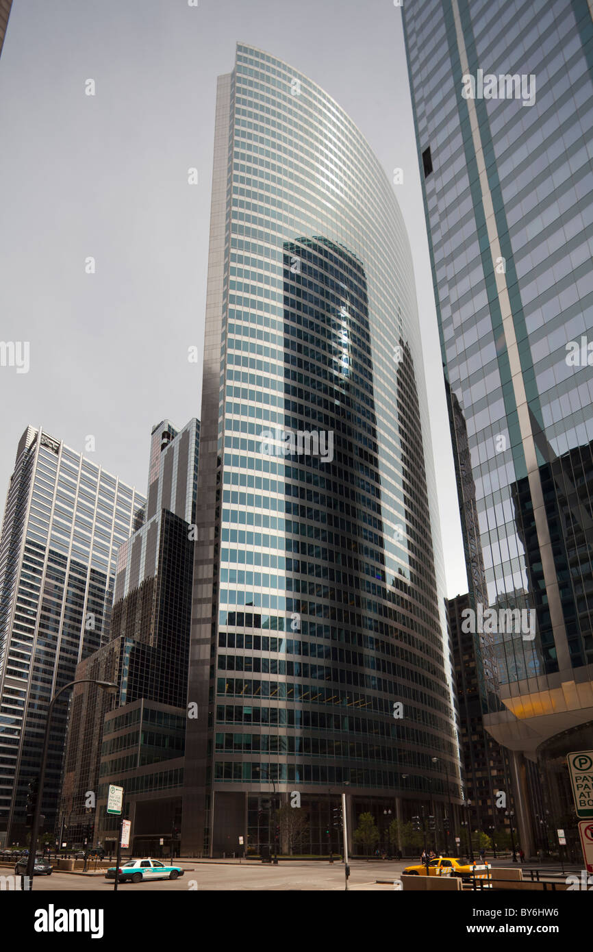 Détail de façade, le Hyatt Center Building, 71 South Wacker Drive, Chicago, Illinois, États-Unis Banque D'Images