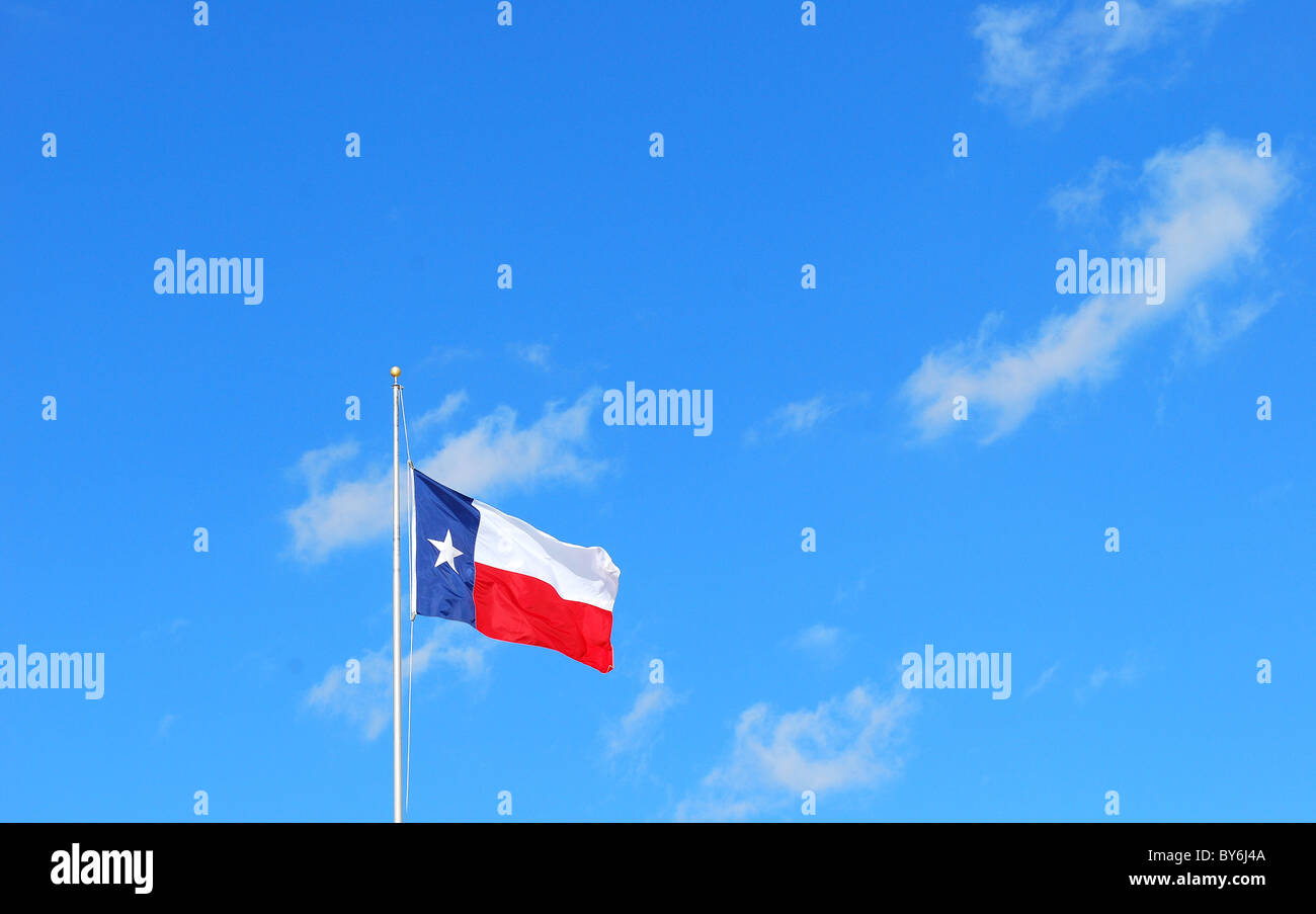 Texas drapeau haut dans le ciel. Banque D'Images