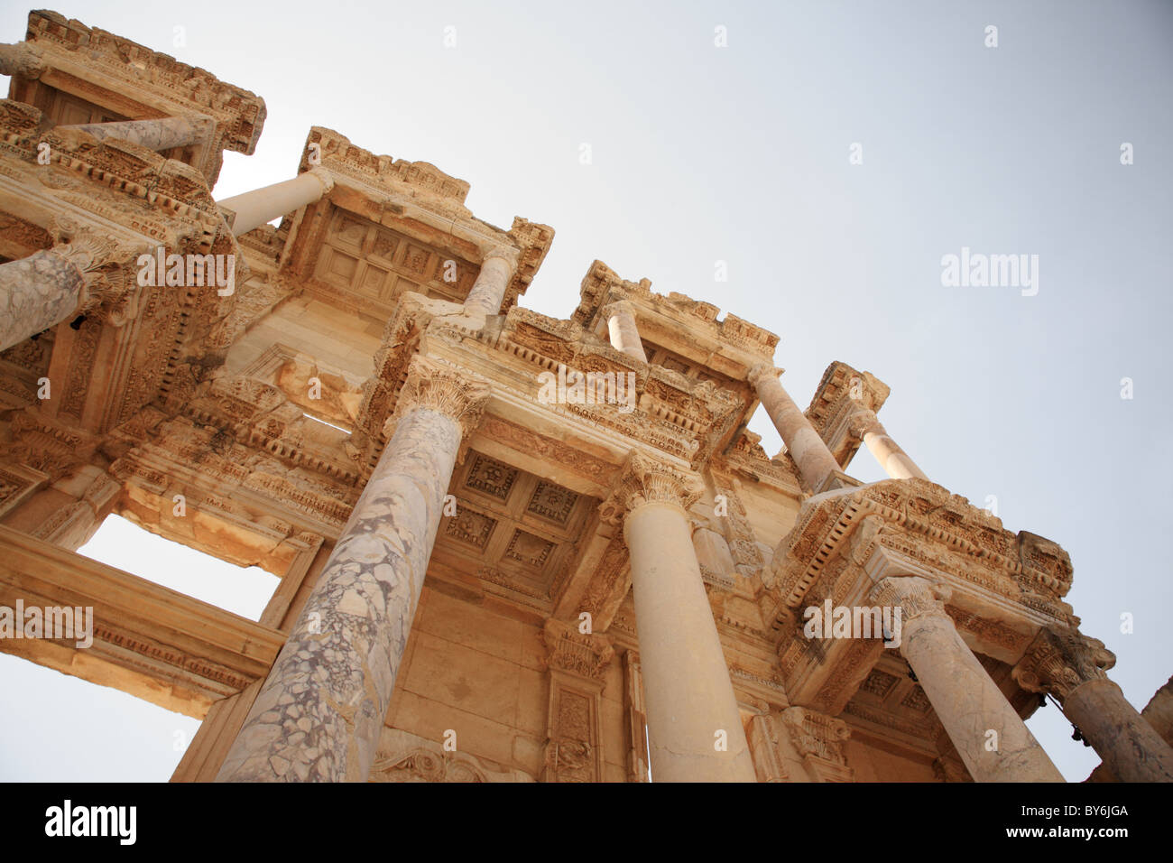 Jusqu'à lors de la bibliothèque de Celsus à Éphèse détails de la Turquie Banque D'Images