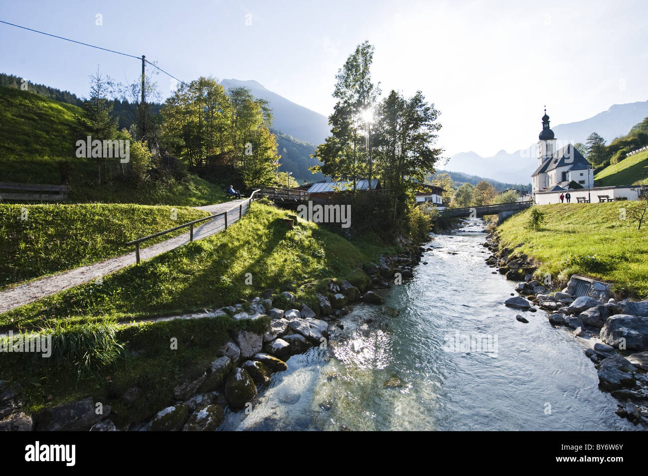 Église Saint Sébastien, Ramsau bei Berchtesgaden, Allemagne Banque D'Images