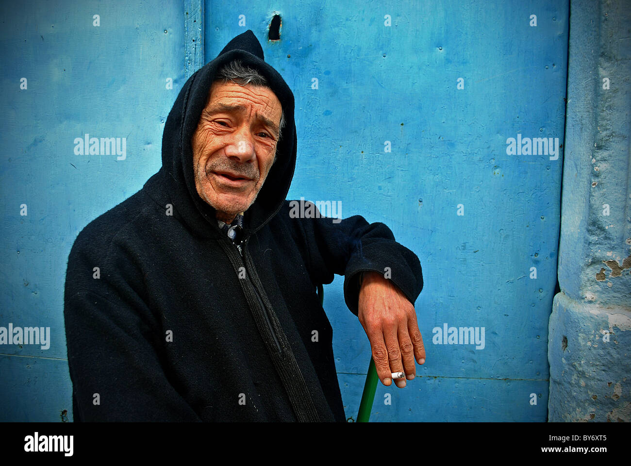 Portrait of elderly man berbère, Sousse, Tunisie Banque D'Images
