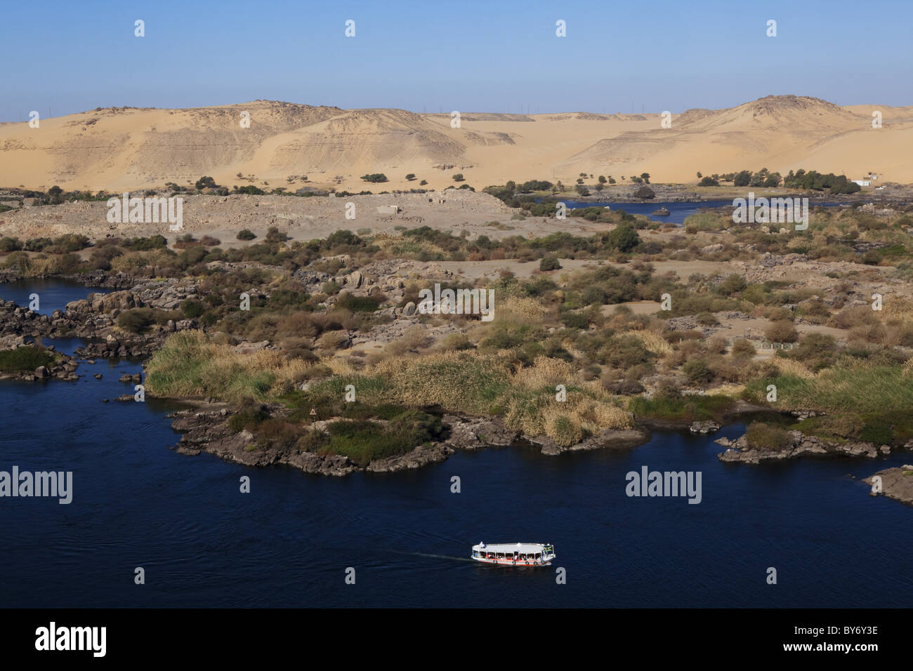 Vue sur les cataractes du Nil à Assouan, Egypte, Afrique du Sud Banque D'Images