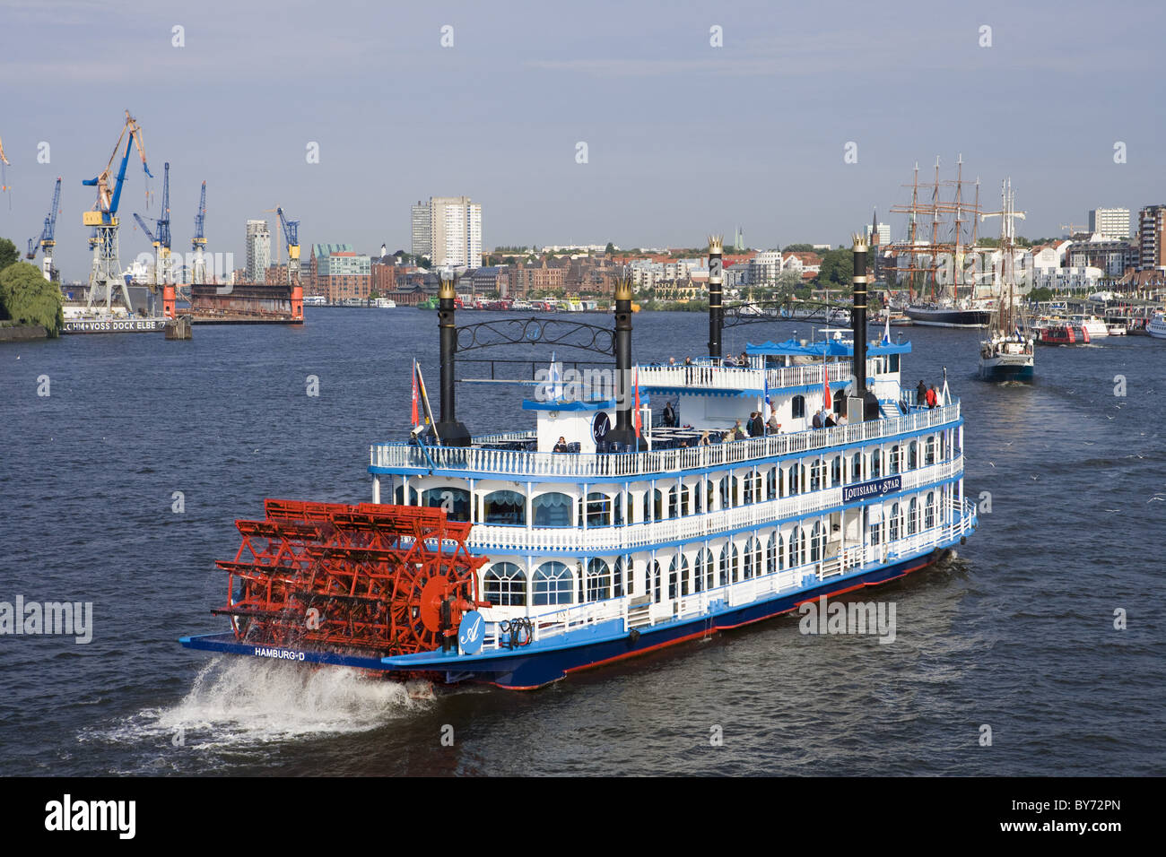 Bateau à aubes de la Louisiane Star le fleuve Elbe, Hambourg, Hambourg, Allemagne, Europe Banque D'Images