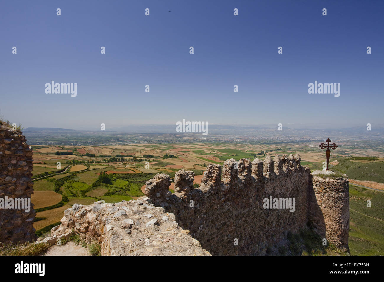 Castillo de Clavijo, vue du château près de Logrono, Camino Frances, Chemin de Saint-Jacques de Compostelle, Chemin de Compostelle, les pèlerins, l'UNES Banque D'Images