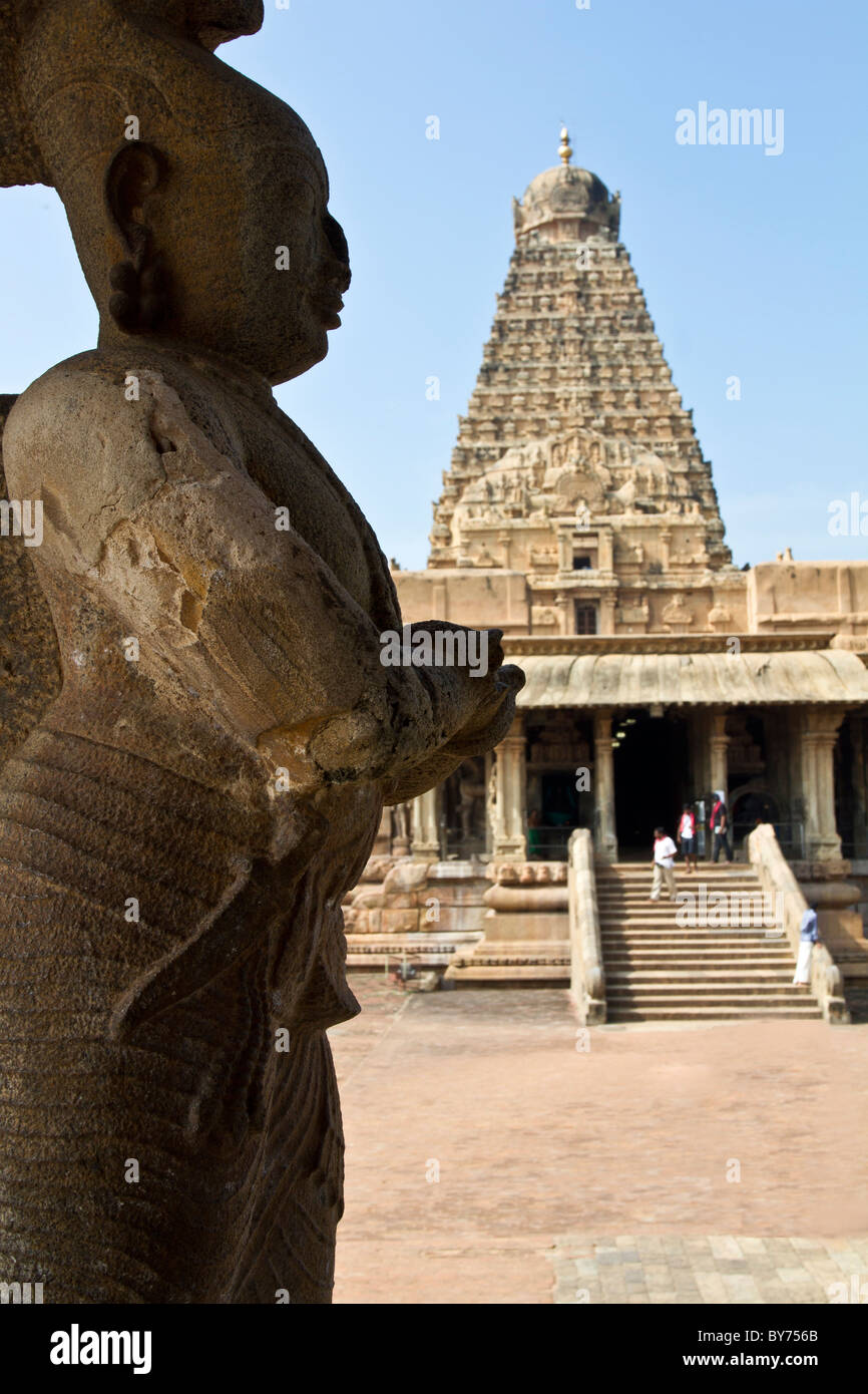 Dans BrihadeeswararTemple Thanjavur a été construit en l'année 1010 annonce par Raja Raja Chola, également connu comme le "Grand Temple". Banque D'Images