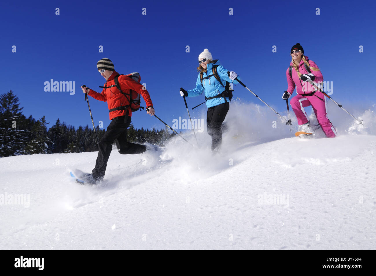 Les gens de la raquette, Hemmersuppenalm, Reit im Winkl, Chiemgau, Haute-Bavière, Bavaria, Germany, Europe Banque D'Images