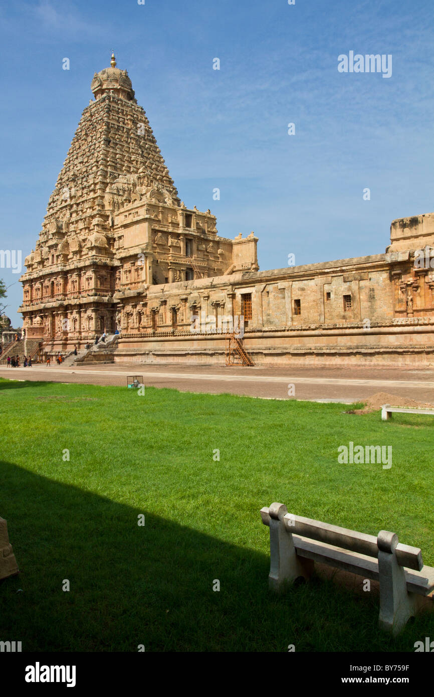 Dans BrihadeeswararTemple Thanjavur a été construit en l'année 1010 annonce par Raja Raja Chola, également connu comme le "Grand Temple". Banque D'Images