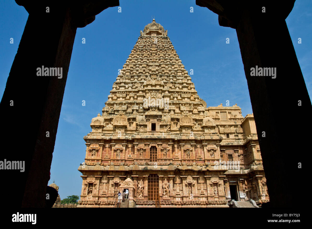 Dans BrihadeeswararTemple Thanjavur a été construit en l'année 1010 annonce par Raja Raja Chola, également connu comme le "Grand Temple". Banque D'Images