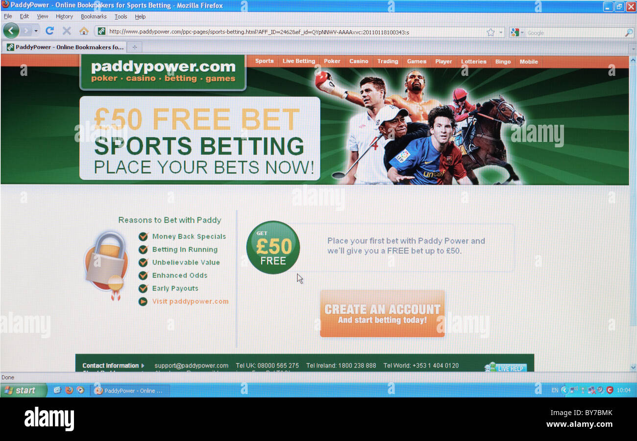 Paddypower.com complète capture d'écran de la page d'accueil des paris sportifs en ligne page web Banque D'Images