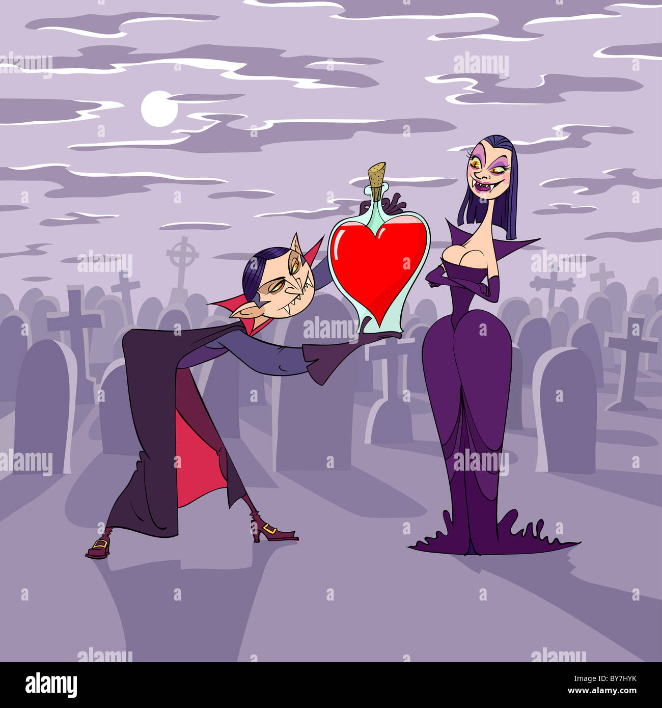 La nuit du vampire Valentine Banque D'Images