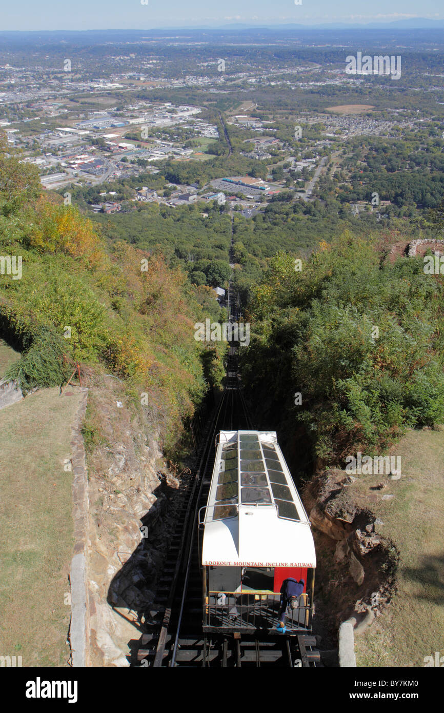 Tennessee Chattanooga,Lookout Mountain,Incline Railway,voie parallèle funiculaire,pente raide,trolley car,vue panoramique,vallée,horizon,TN101014010 Banque D'Images