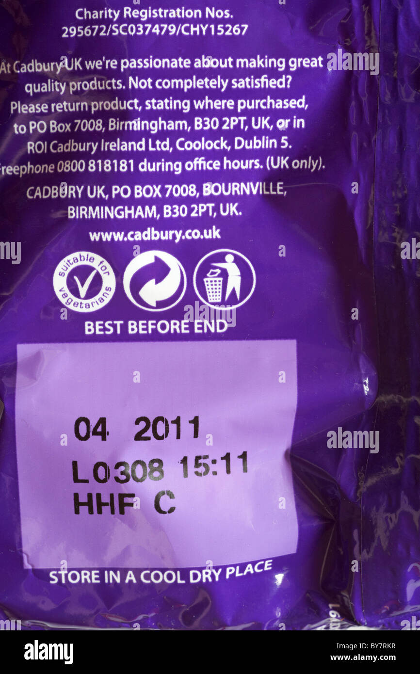 Date de fin meilleur avant 04 2011 le retour de paquet sucré Banque D'Images