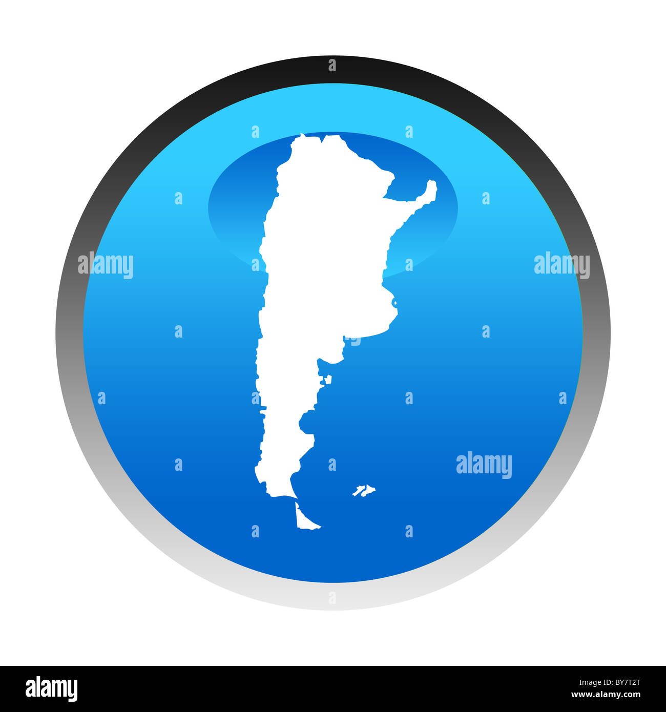 L'Argentine carte bouton circulaire bleu isolé sur fond blanc. Banque D'Images L'Argentine carte bouton circulaire bleu isolé sur fond blanc. Banque D'Images