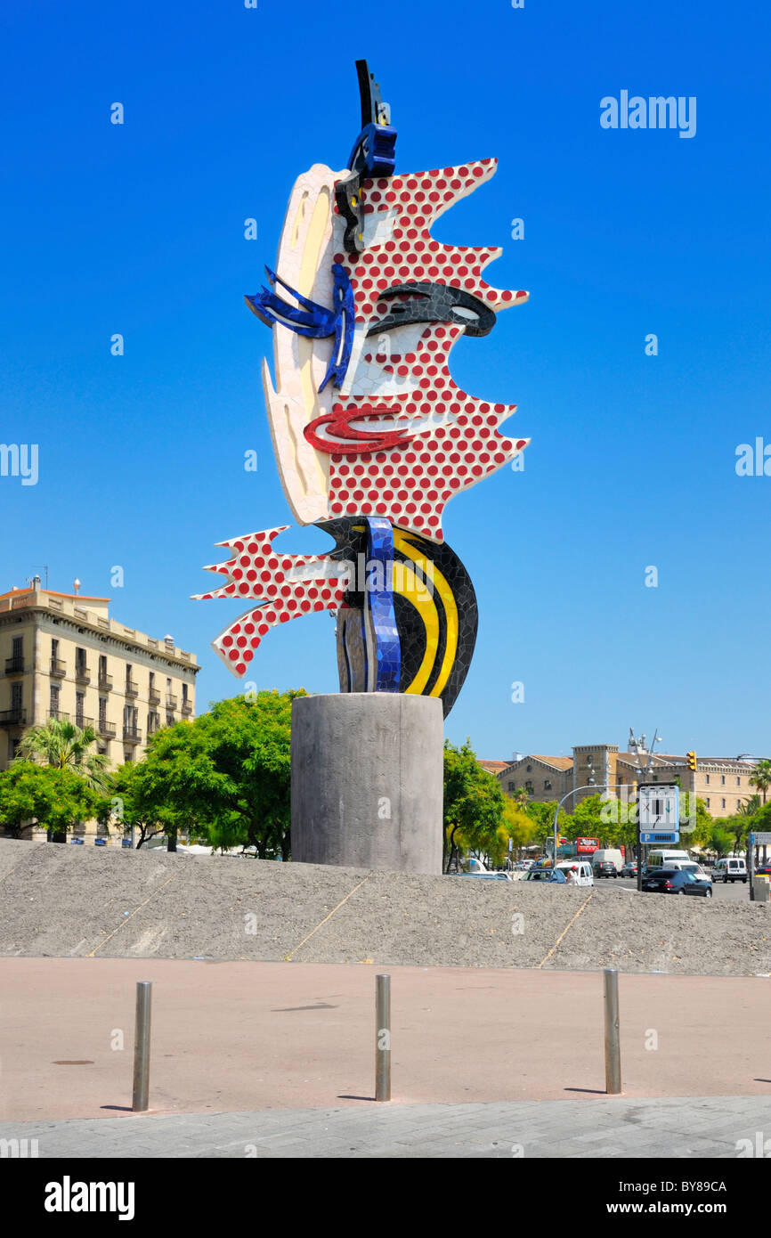 La sculpture El Cap de Barcelone à la Placa d'Antoni Lopez à Barcelone, Espagne. Banque D'Images