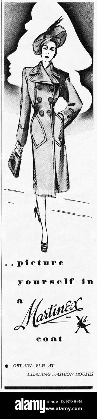 1940 Publicité pour MARTINEX imperméables en magazine de mode pour femmes Banque D'Images