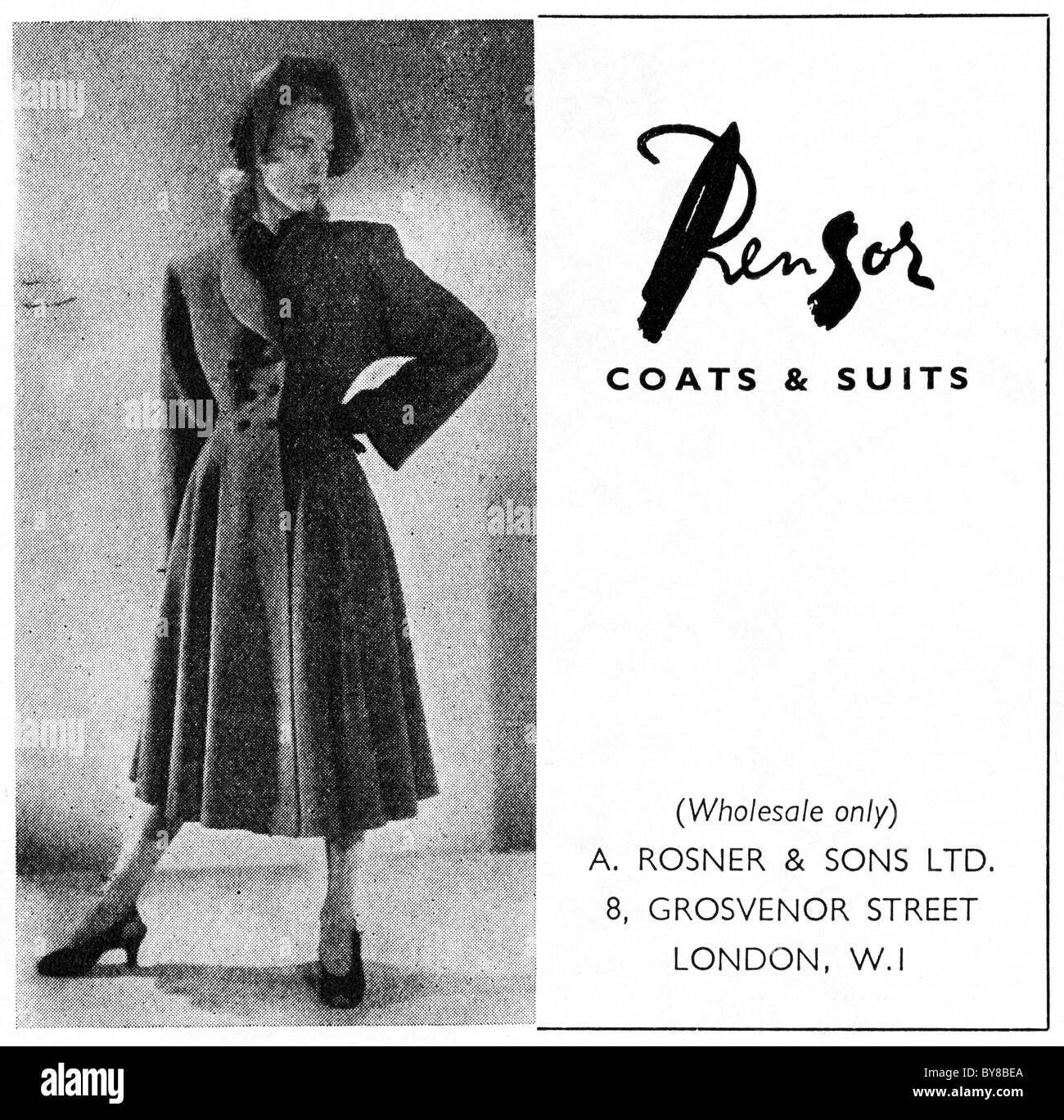 Costumes et manteaux DORS REN annonce dans le magazine de mode pour femmes 1940 Publicité Banque D'Images