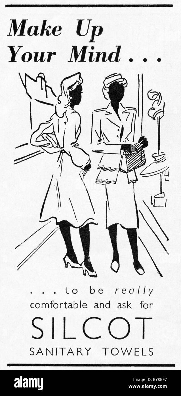 1940 Publicité pour SILCOT serviettes hygiéniques dans women's home magazine économique Banque D'Images