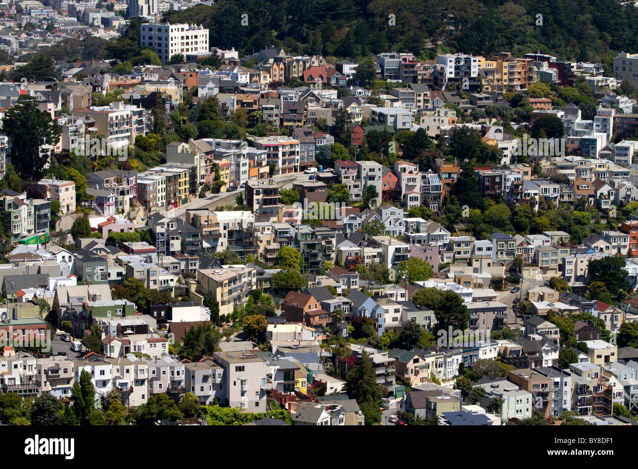 Logement sur Twin Peaks, San Francisco, Californie, USA. Banque D'Images