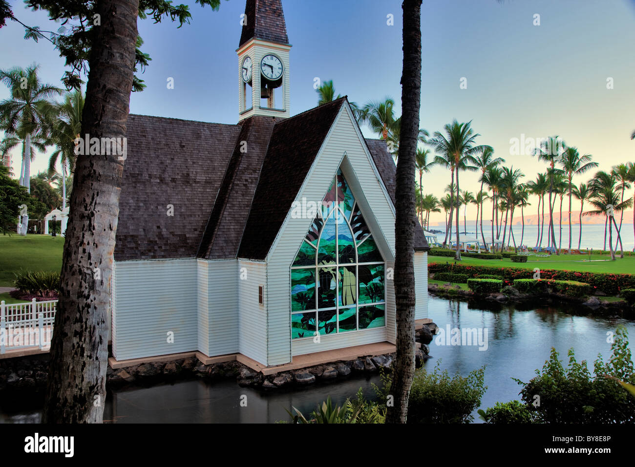Wailea Station Chapelle au lever du soleil. Maui, Hawaii. Banque D'Images
