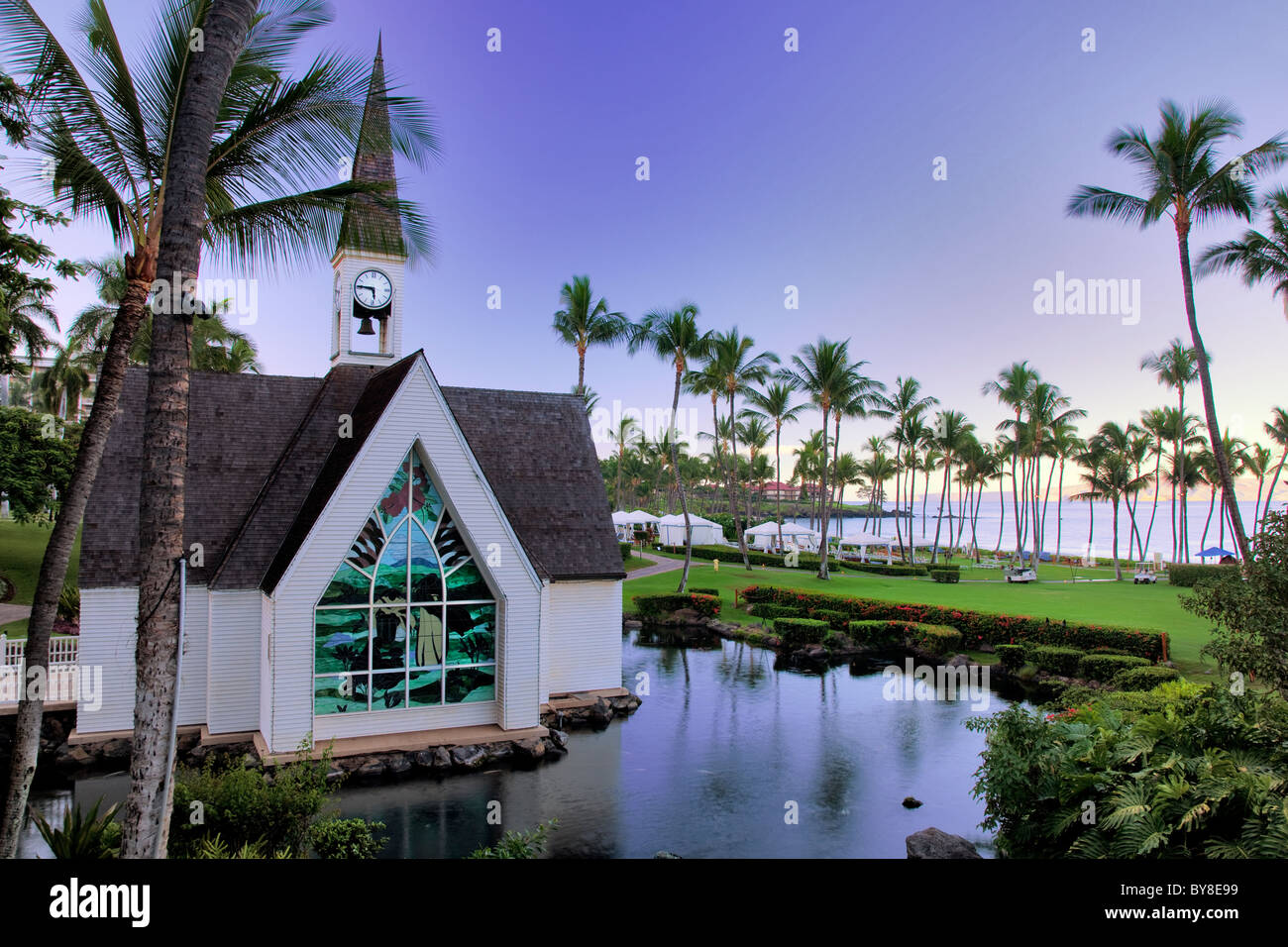 Wailea Station Chapelle au lever du soleil. Maui, Hawaii. Banque D'Images