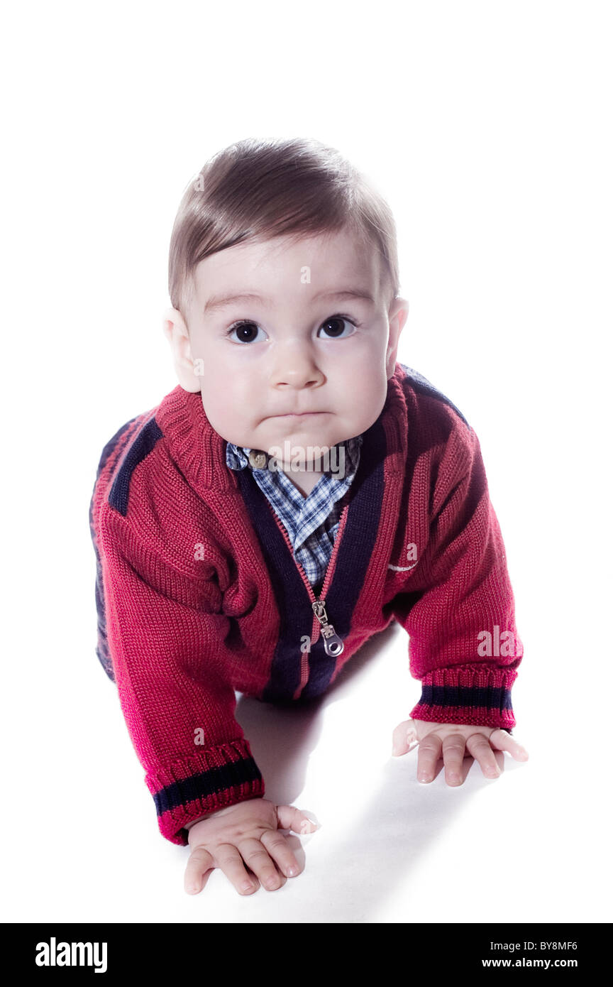 Un an Boy Crawling Banque D'Images