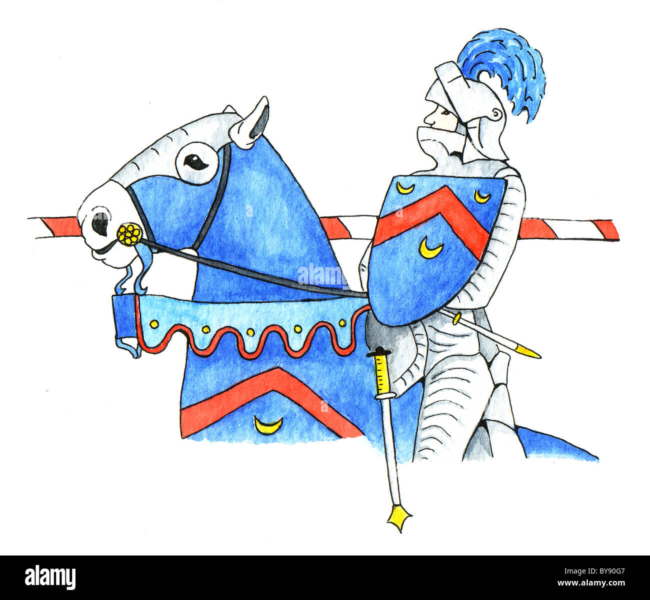 Chevalier en armure à cheval Banque D'Images