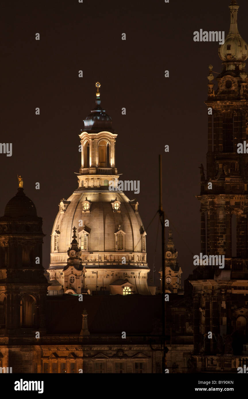 Dôme de la Frauenkirche à Dresde, Saxe, Allemagne, Europe Banque D'Images