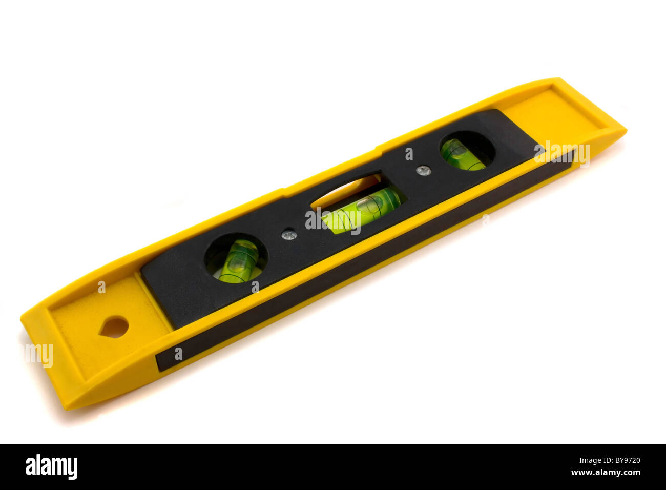 Tube de niveau sur un fond blanc Banque D'Images