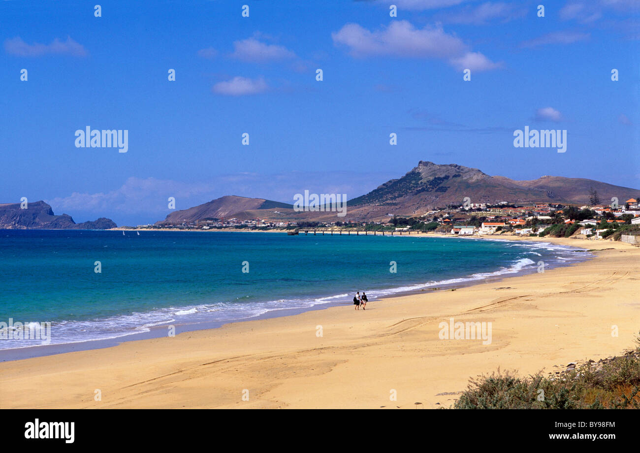 Plage de Porto Santo, près de Vila Baleira, Porto Santo, Portugal Banque D'Images