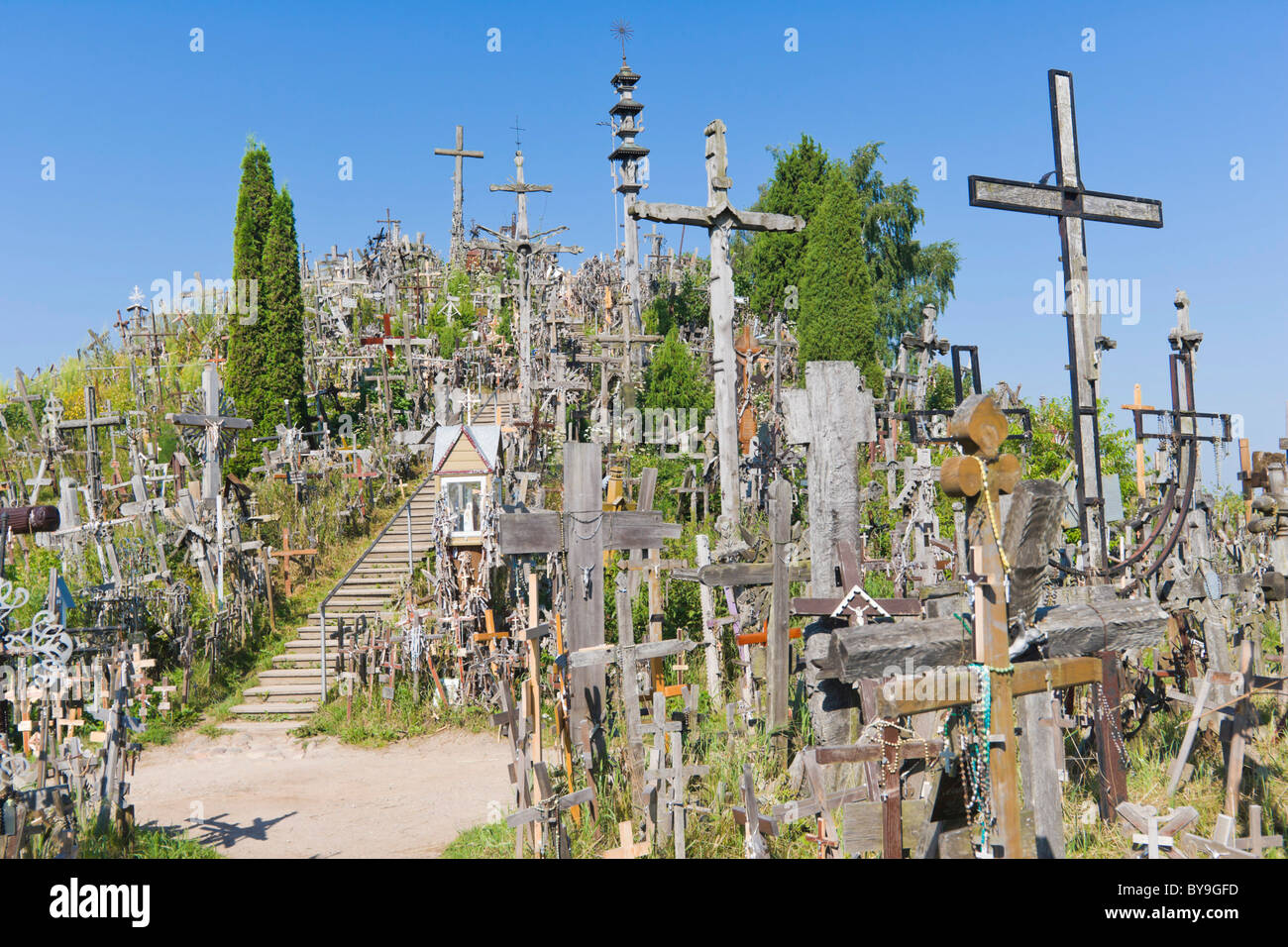 Kriziu kalnas, La Colline des Croix, un site de pèlerinage, 12 km au nord de la ville de Kaunas, Lituanie, dans le Nord de l'Europe Banque D'Images