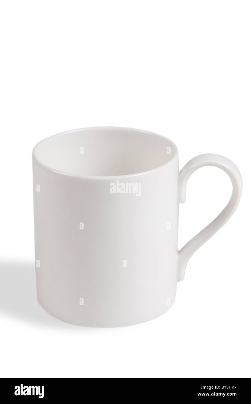 Tasse de thé blanc isolé sur fond blanc Banque D'Images