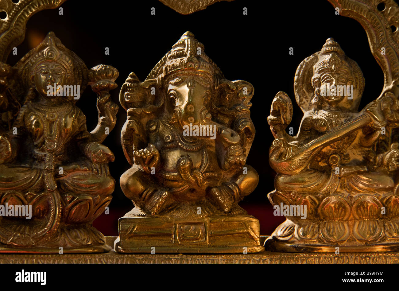 Ganesh et Lakshmi, Saraswati idol Banque D'Images
