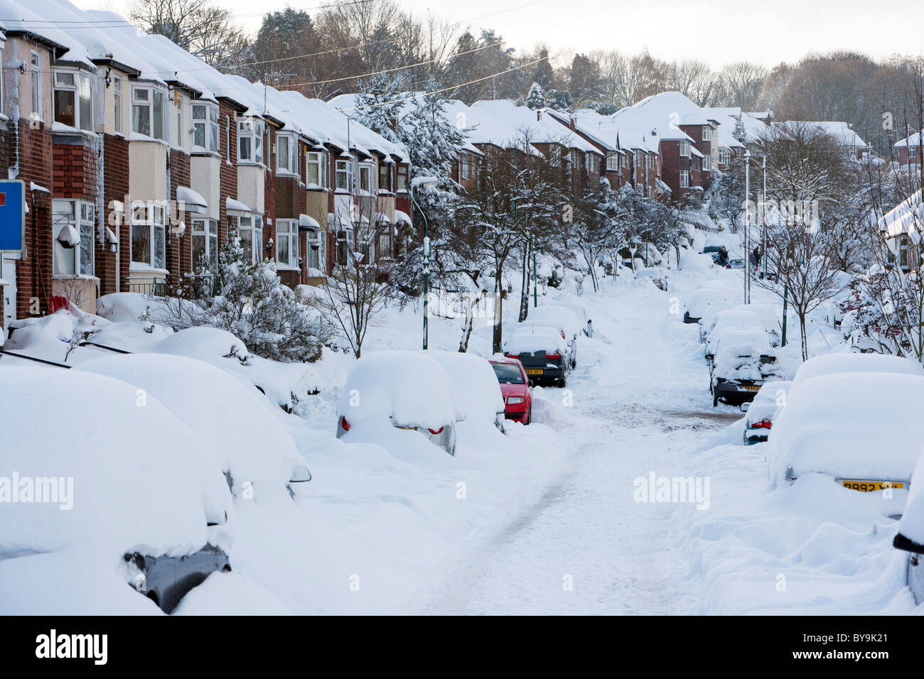 Bloqués par la neige Banque D'Images