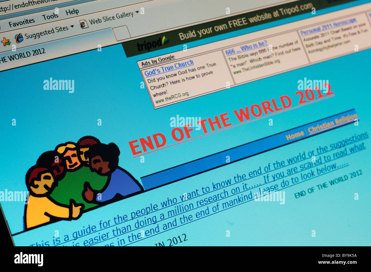 Un site web pour la fin du monde en décembre 2012 Banque D'Images