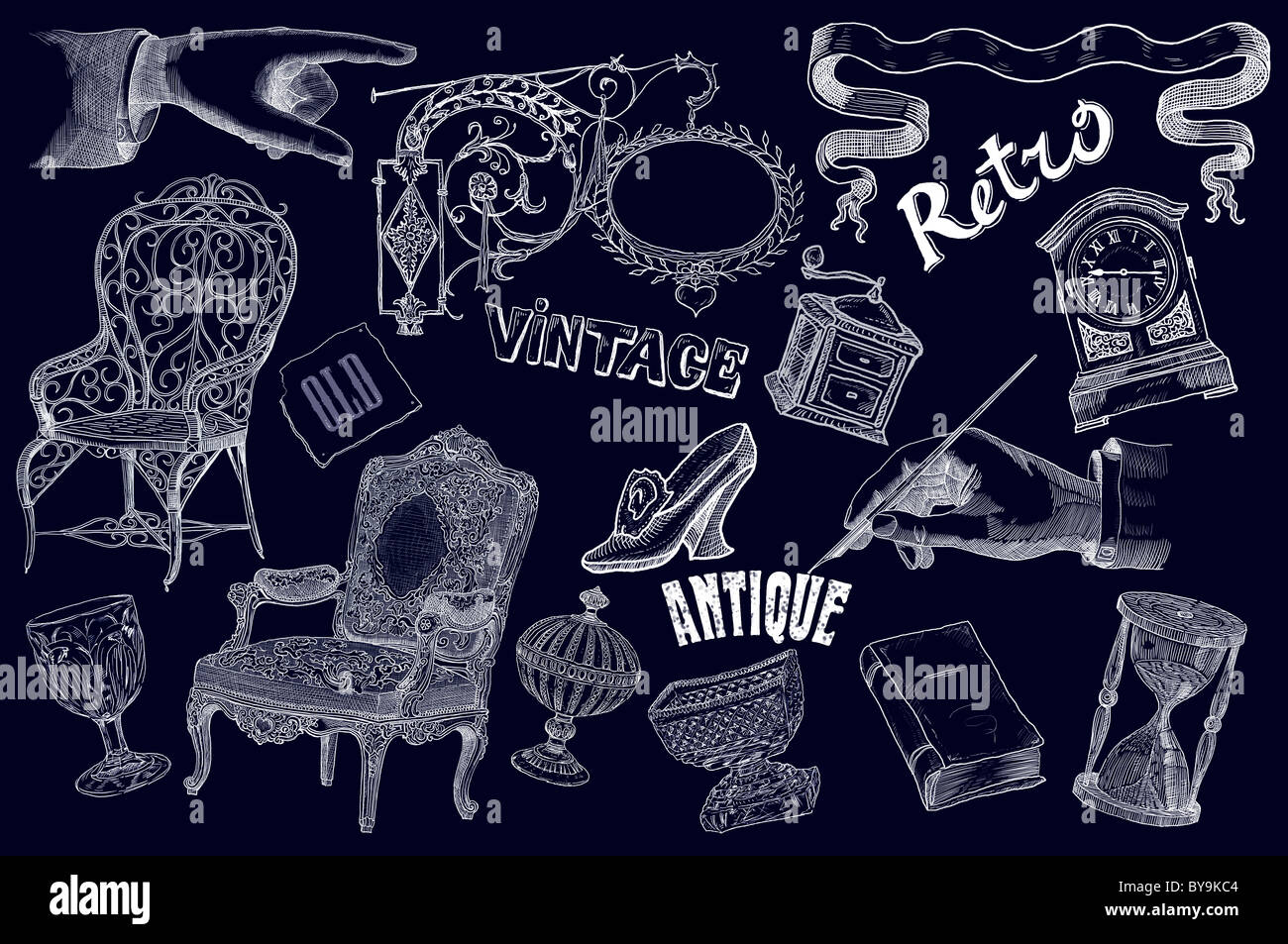 Set Retro illustration Banque D'Images Set Retro illustration Banque D'Images
