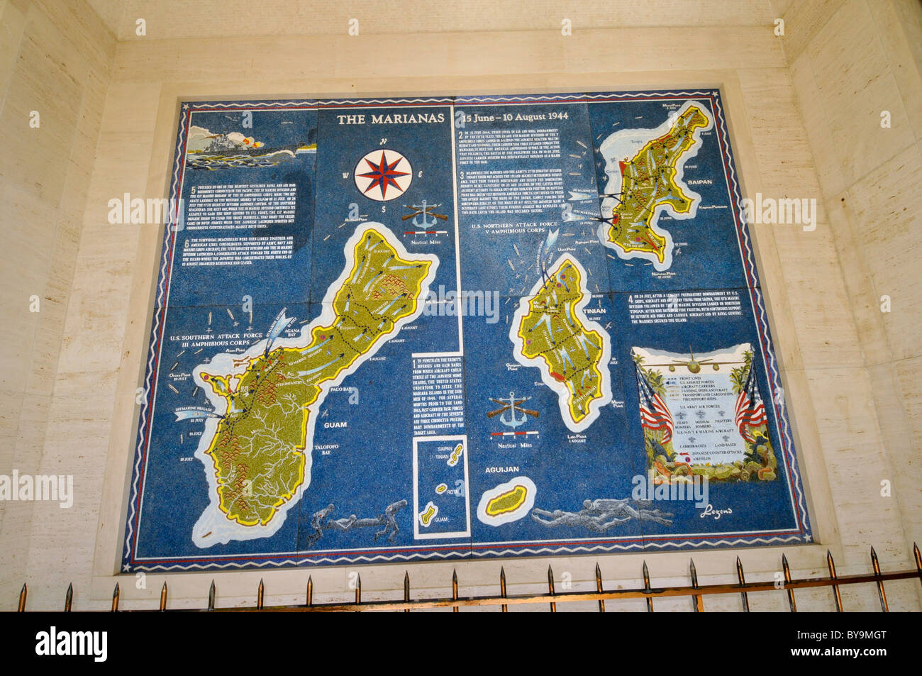 Galeries carte Punchbowl National Memorial Cemetery Honolulu Oahu Hawaii Océan Pacifique Banque D'Images