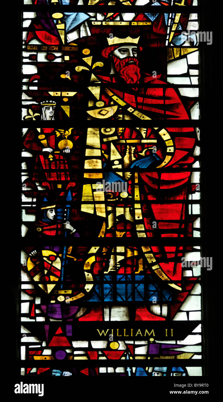 La Cathédrale de Canterbury Canterbury Kent Angleterre vitrail moderne représentant le Roi Guillaume II Banque D'Images