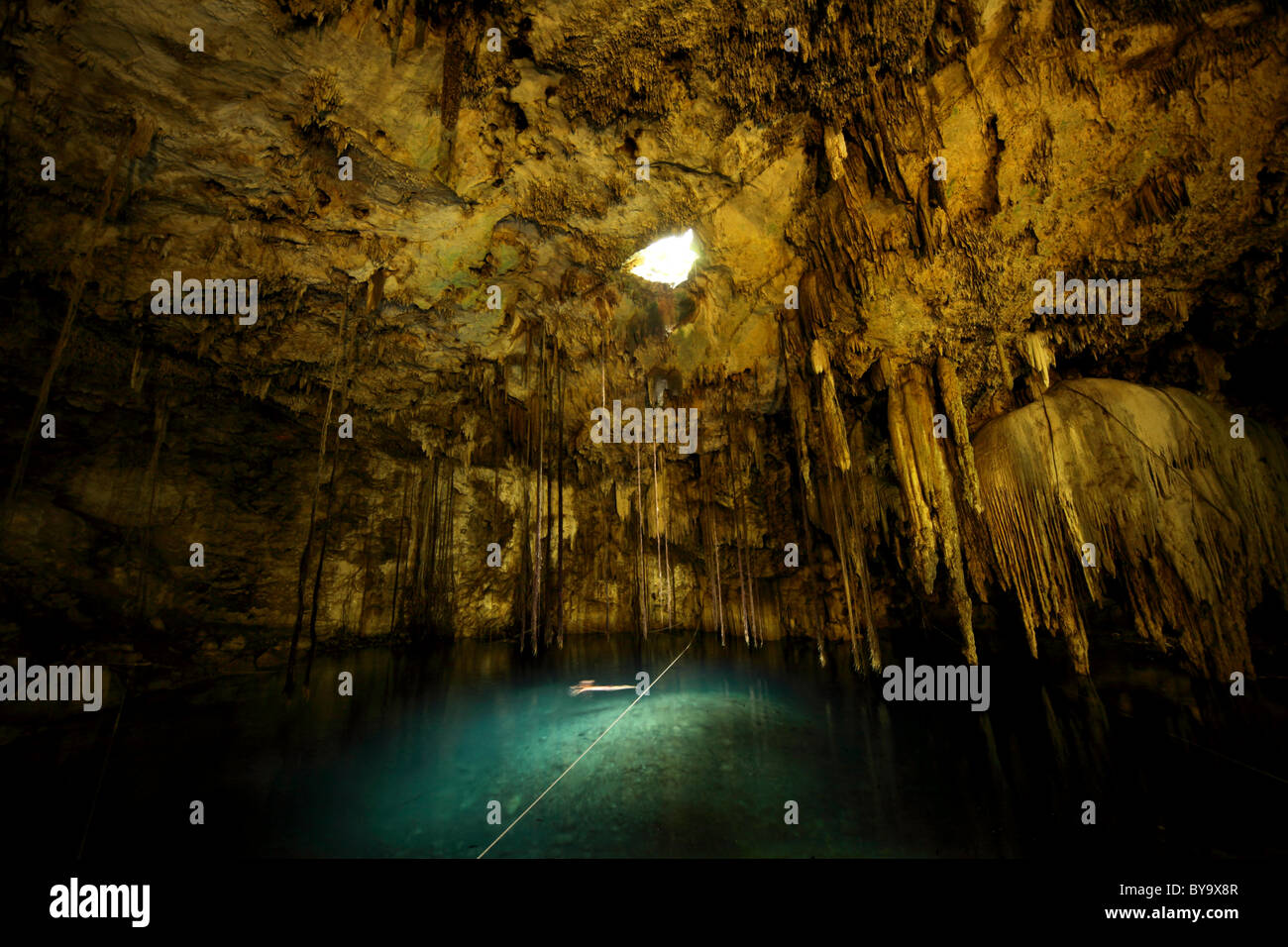 Les cenotes, une doline, sous les ruines mayas au YUCATAN, MEXIQUE Banque D'Images