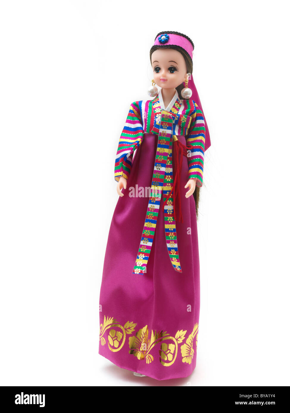 Poupée Barbie coréen robe traditionnelle dans le port sud-coréen Hanbok Banque D'Images